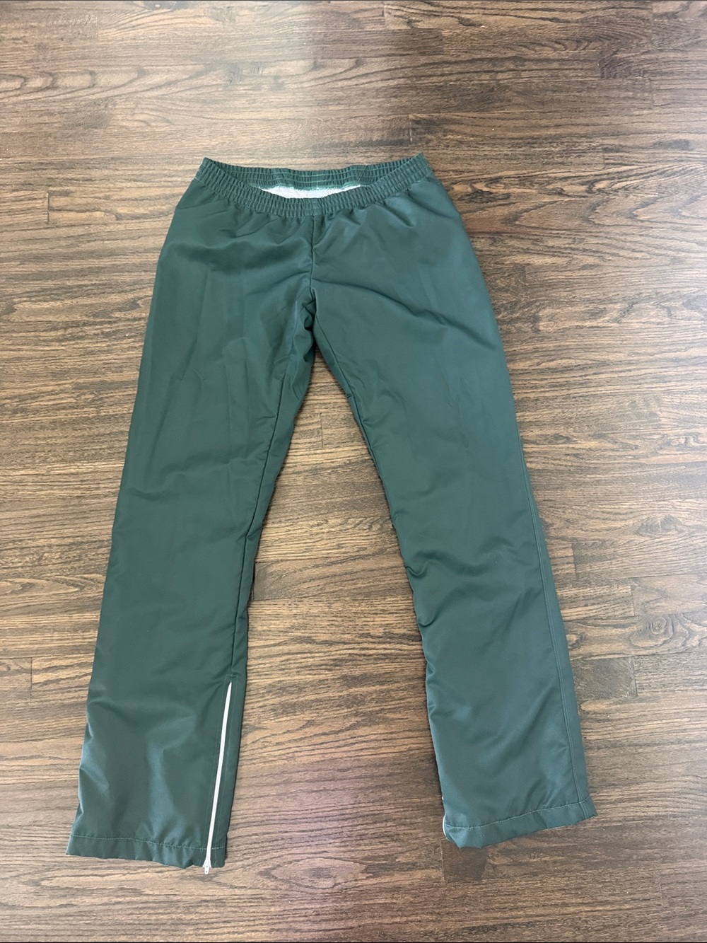 Varsity Dark Green Track Pants with Ankle Zips